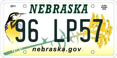 NE license plate 96LP57