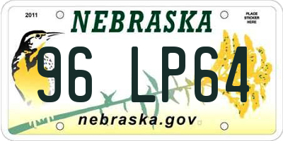 NE license plate 96LP64