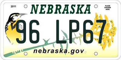 NE license plate 96LP67