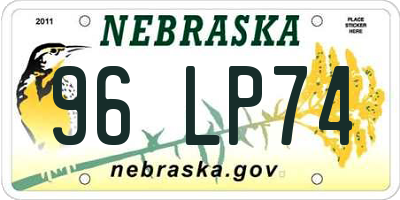 NE license plate 96LP74