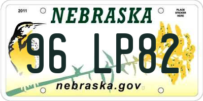 NE license plate 96LP82