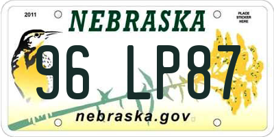 NE license plate 96LP87