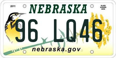 NE license plate 96LQ46