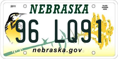 NE license plate 96LQ91