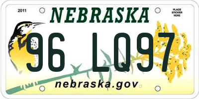 NE license plate 96LQ97