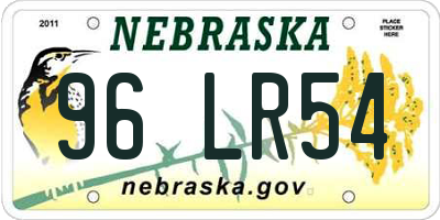NE license plate 96LR54
