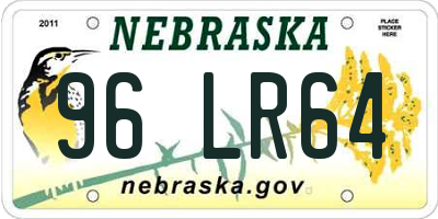 NE license plate 96LR64