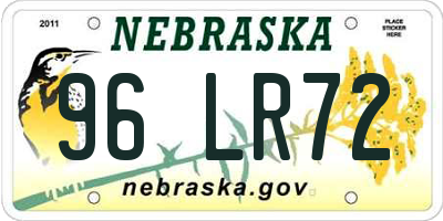 NE license plate 96LR72