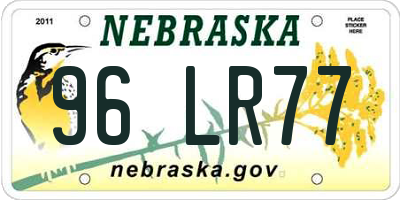 NE license plate 96LR77