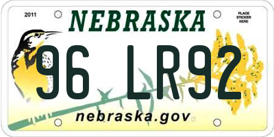 NE license plate 96LR92