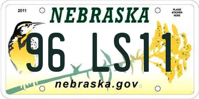 NE license plate 96LS11