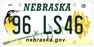 NE license plate 96LS46