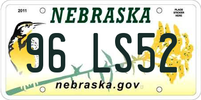 NE license plate 96LS52