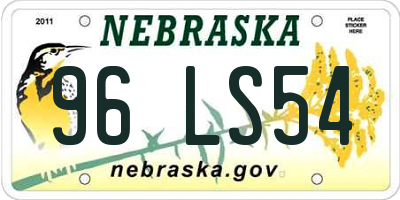 NE license plate 96LS54