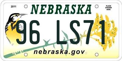 NE license plate 96LS71