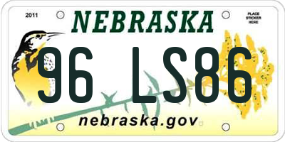 NE license plate 96LS86