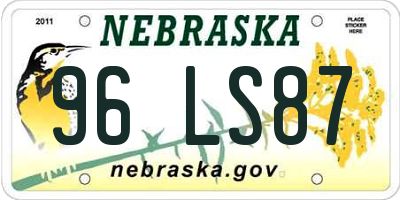 NE license plate 96LS87