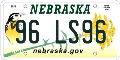 NE license plate 96LS96