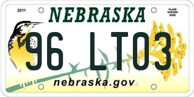 NE license plate 96LT03