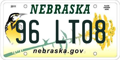 NE license plate 96LT08