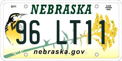 NE license plate 96LT11
