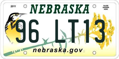 NE license plate 96LT13