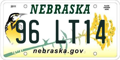 NE license plate 96LT14