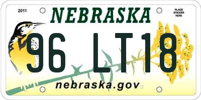 NE license plate 96LT18