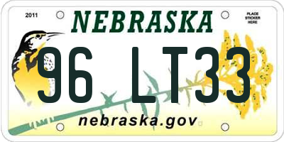 NE license plate 96LT33