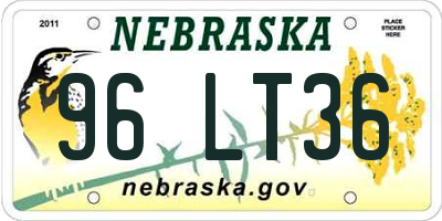 NE license plate 96LT36