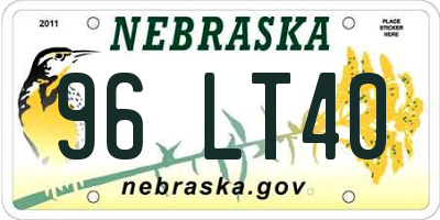 NE license plate 96LT40