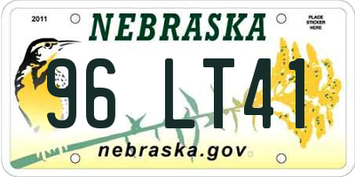 NE license plate 96LT41
