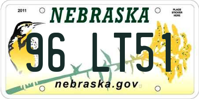 NE license plate 96LT51