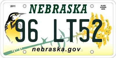 NE license plate 96LT52