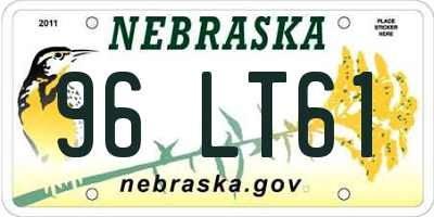 NE license plate 96LT61