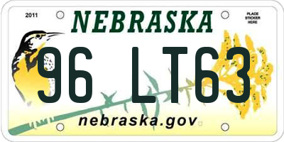 NE license plate 96LT63