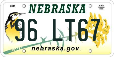 NE license plate 96LT67