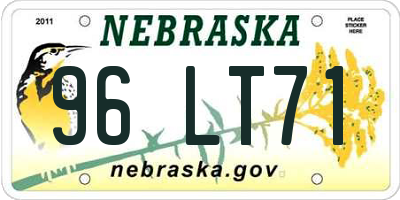 NE license plate 96LT71