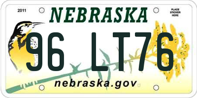 NE license plate 96LT76