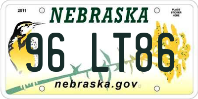 NE license plate 96LT86