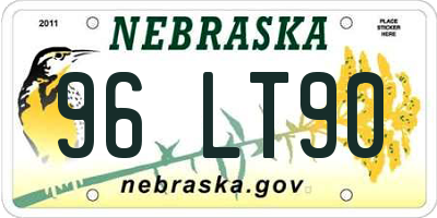 NE license plate 96LT90