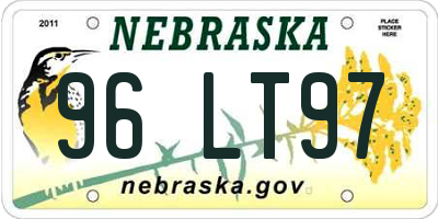 NE license plate 96LT97
