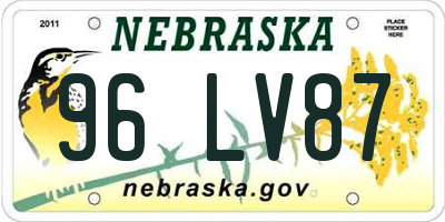 NE license plate 96LV87