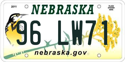 NE license plate 96LW71
