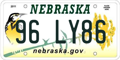 NE license plate 96LY86