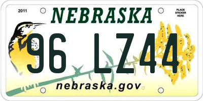 NE license plate 96LZ44