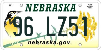 NE license plate 96LZ51