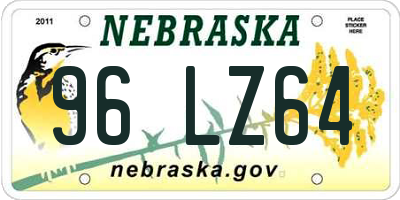 NE license plate 96LZ64