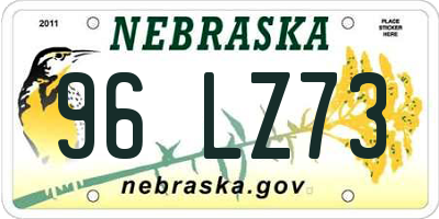 NE license plate 96LZ73