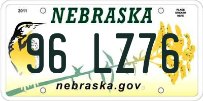 NE license plate 96LZ76